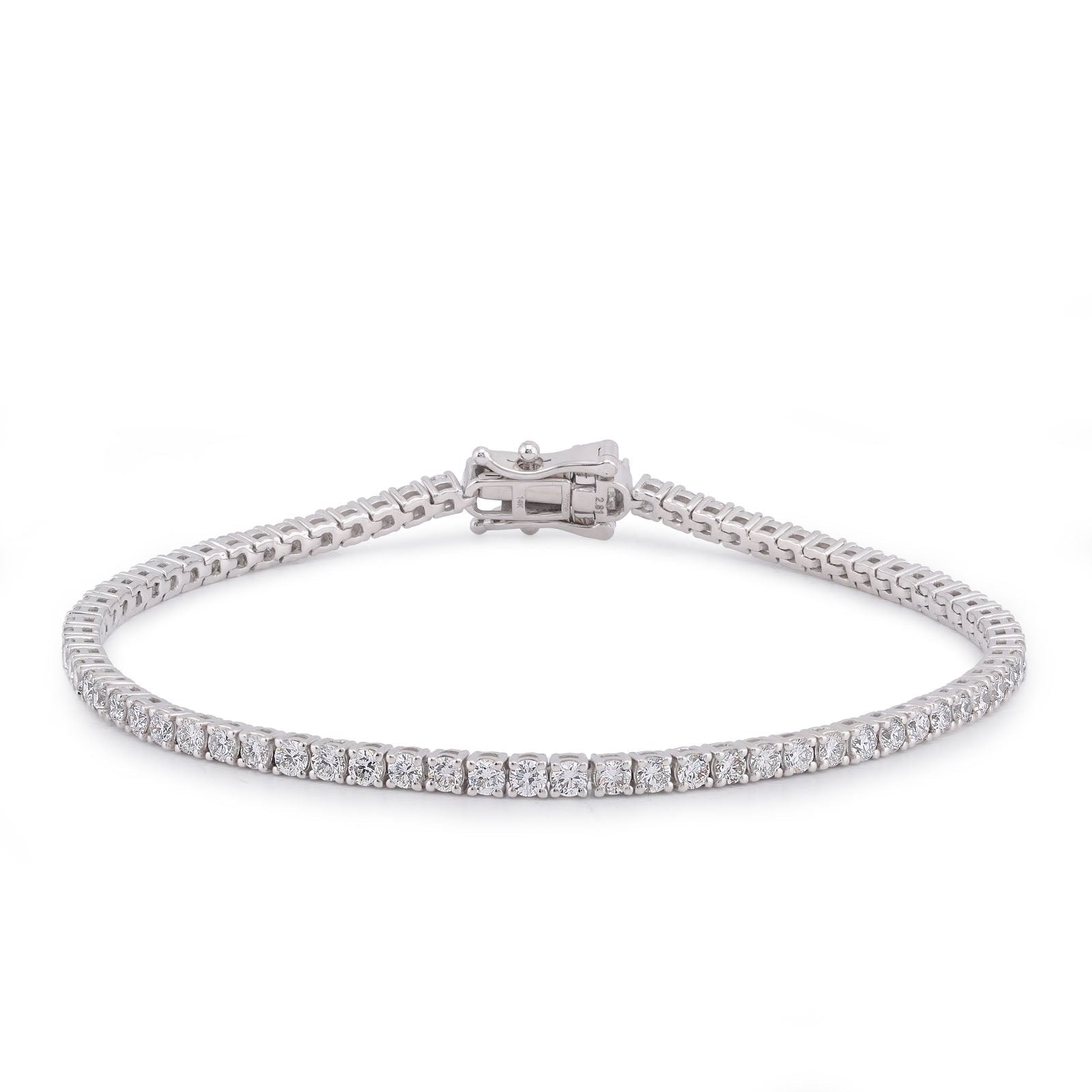 14K White Gold 2.81CT Lab Diamond 4 Pointer Tennis Bracelet 7" - Elite Jewelers-Bracelets