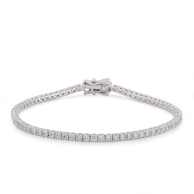 14K White Gold 2.81CT Lab Diamond 4 Pointer Tennis Bracelet 7" - Elite Jewelers-Bracelets