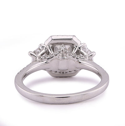 14K White Gold 2CT Centre Emerald Solitaire Halo 3.15TC Lab Diamond Women Ring - Elite Jewelers - Rings