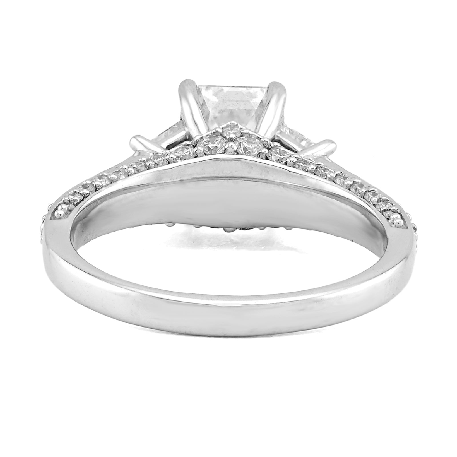 14K White Gold 2CT Centre Emerald Stone Side Iced 3TC Lab Diamond Women Ring - Elite Jewelers - Rings