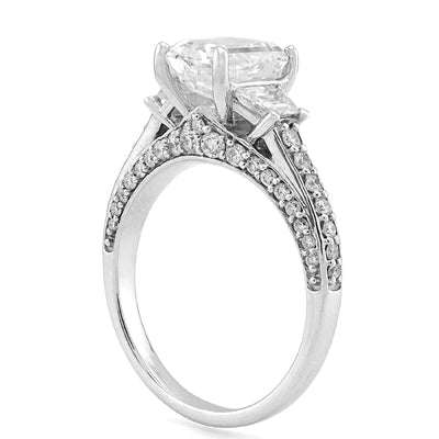 14K White Gold 2CT Centre Emerald Stone Side Iced 3TC Lab Diamond Women Ring - Elite Jewelers - Rings