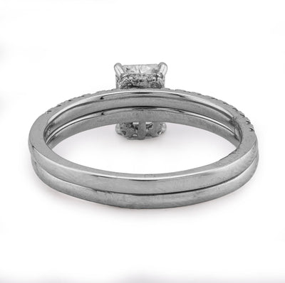 14K White Gold 2CT Radiant Cut Rectangle Solitaire Round Lab Diamond Band Women Ring - Elite Jewelers - Rings