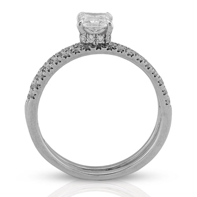 14K White Gold 2CT Radiant Cut Rectangle Solitaire Round Lab Diamond Band Women Ring - Elite Jewelers - Rings