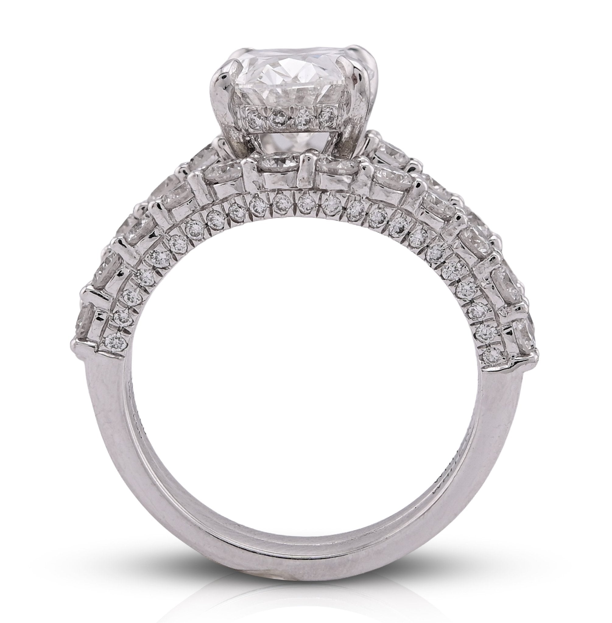 14K White Gold 3 CT Centre Oval Solitaire Women Ring with Band 4.90TC Lab Diamond - Elite Jewelers - Rings