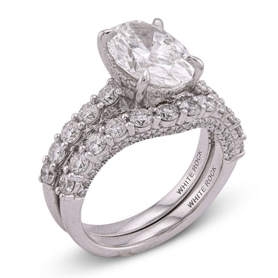 14K White Gold 3 CT Centre Oval Solitaire Women Ring with Band 4.90TC Lab Diamond - Elite Jewelers - Rings