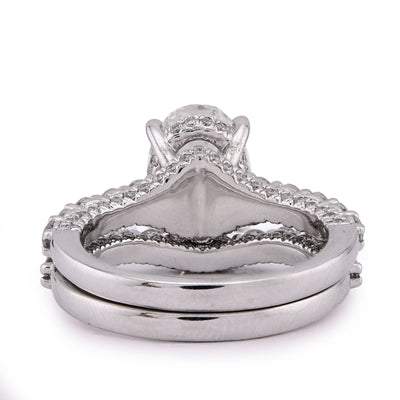 14K White Gold 3 CT Centre Oval Solitaire Women Ring with Band 4.90TC Lab Diamond - Elite Jewelers - Rings