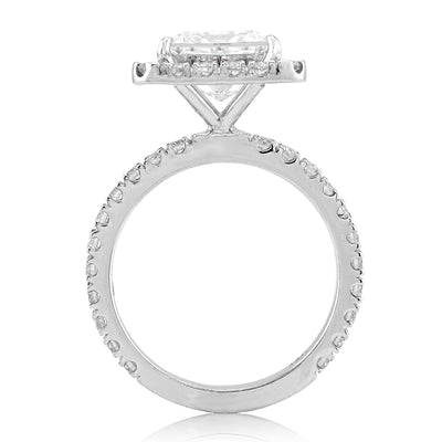 14K White Gold 3.01CT Radiant Solitaire Centre Round Side 4.51TC Lab Diamond Women Ring - Elite Jewelers - Rings