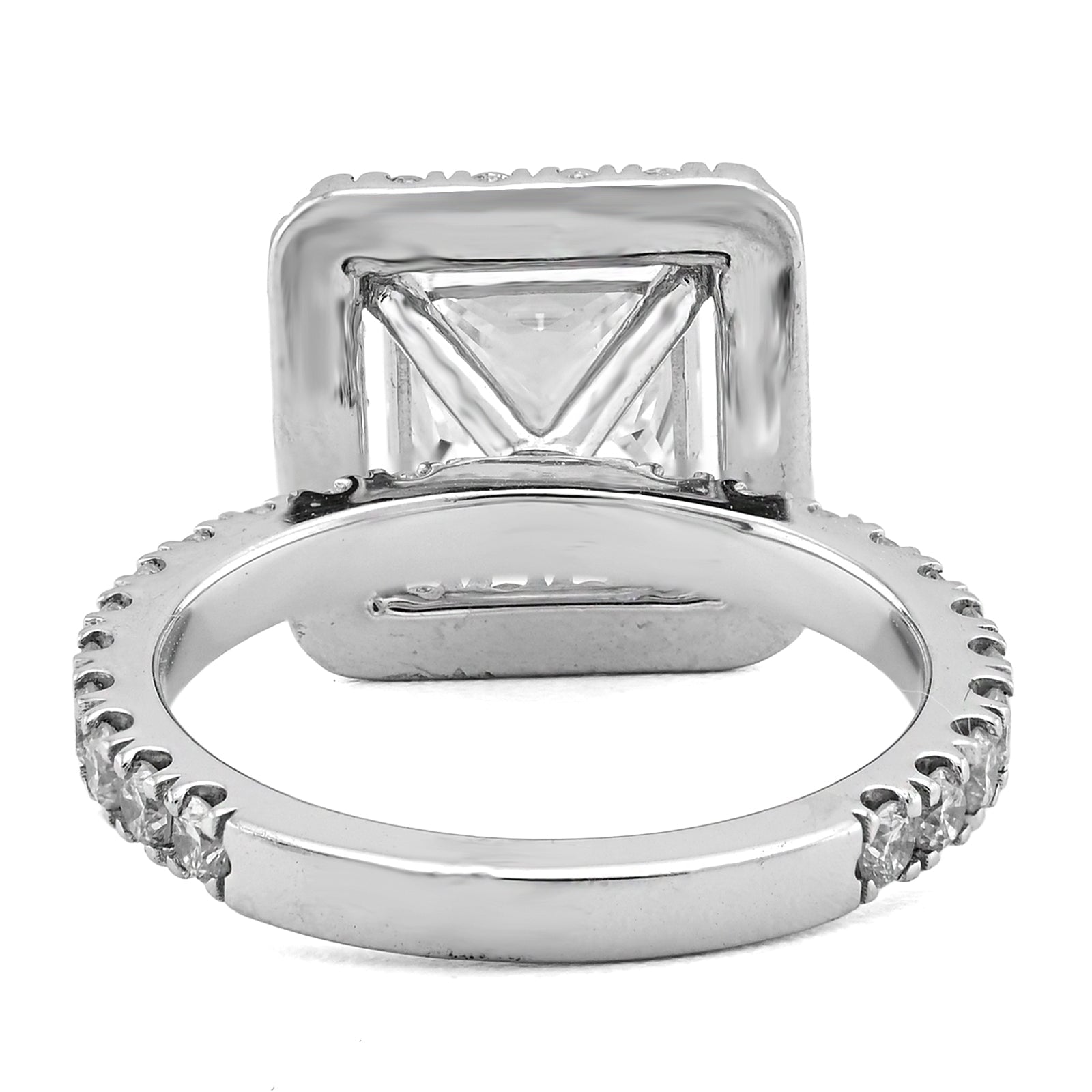 14K White Gold 3.01CT Radiant Solitaire Centre Round Side 4.51TC Lab Diamond Women Ring - Elite Jewelers - Rings