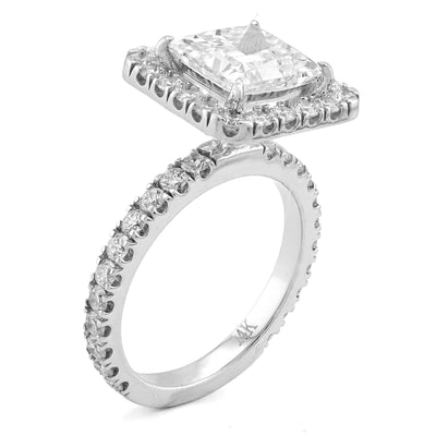 14K White Gold 3.01CT Radiant Solitaire Centre Round Side 4.51TC Lab Diamond Women Ring - Elite Jewelers - Rings