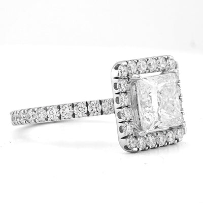 14K White Gold 3.01CT Radiant Solitaire Centre Round Side 4.51TC Lab Diamond Women Ring - Elite Jewelers - Rings