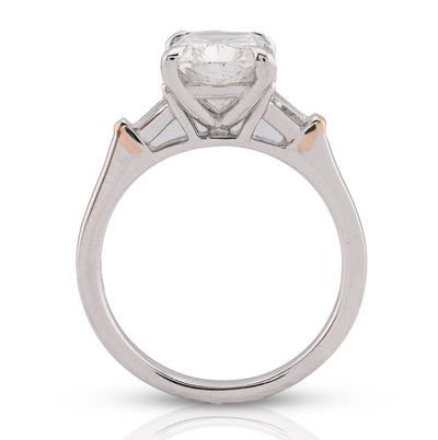 14K White Gold 3.19CT Cushion Solitaire Lab Diamond Baguette Band Women Rings - Elite Jewelers - Rings