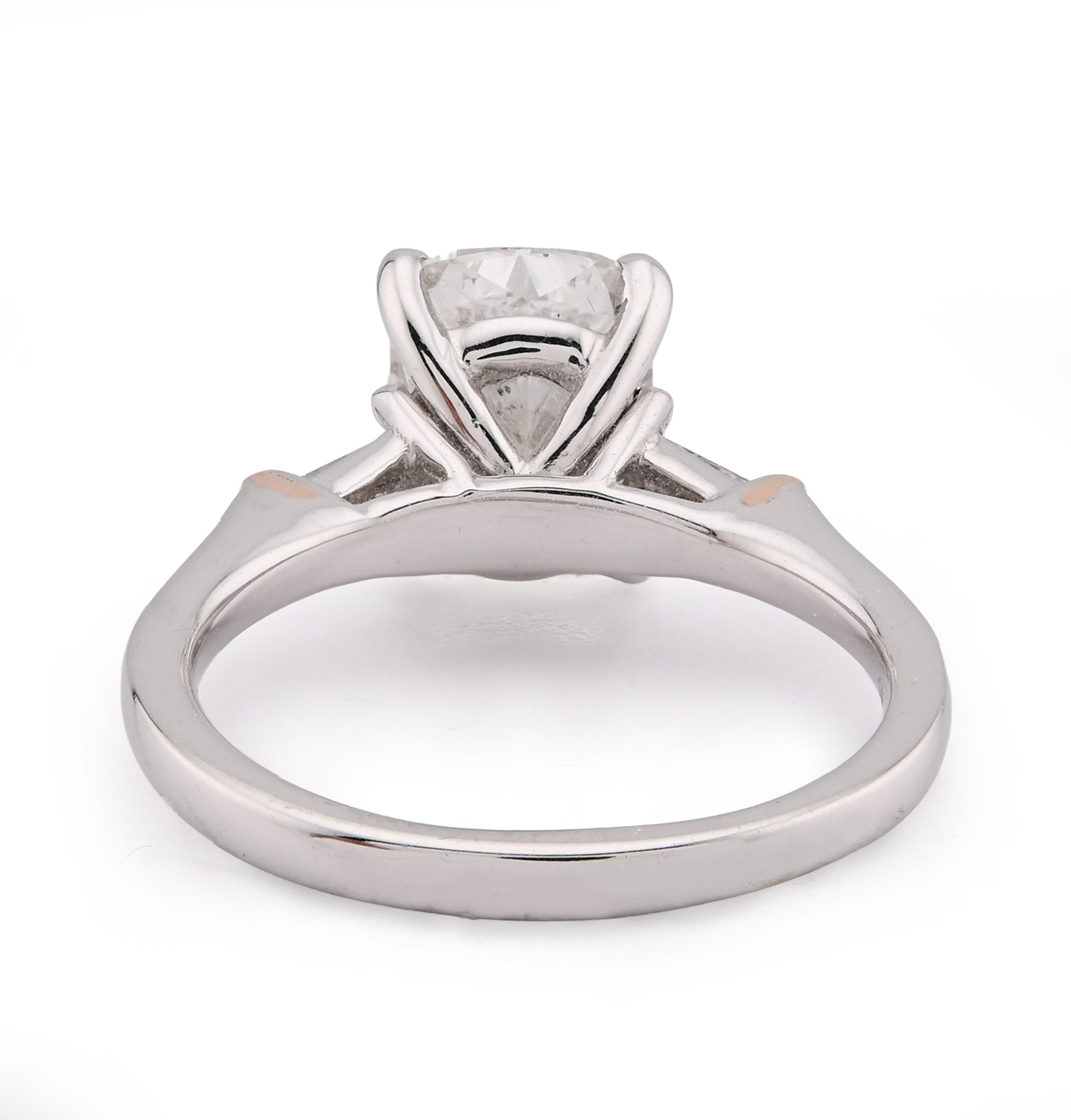 14K White Gold 3.19CT Cushion Solitaire Lab Diamond Baguette Band Women Rings - Elite Jewelers - Rings