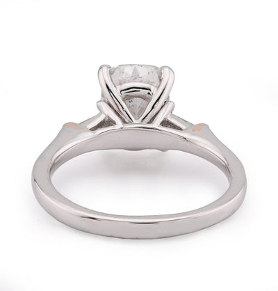 14K White Gold 3.19CT Cushion Solitaire Lab Diamond Baguette Band Women Rings - Elite Jewelers - Rings