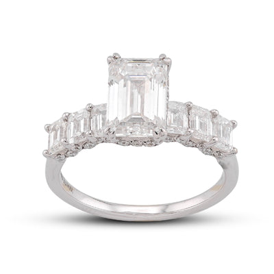 14K White Gold 3.62CT Princess Cut Centre Solitaire Lab Diamond Women Ring - Elite Jewelers-Rings
