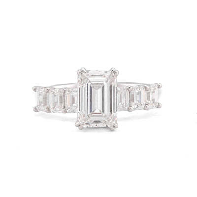 14K White Gold 3.62CT Princess Cut Centre Solitaire Lab Diamond Women Ring - Elite Jewelers-Rings