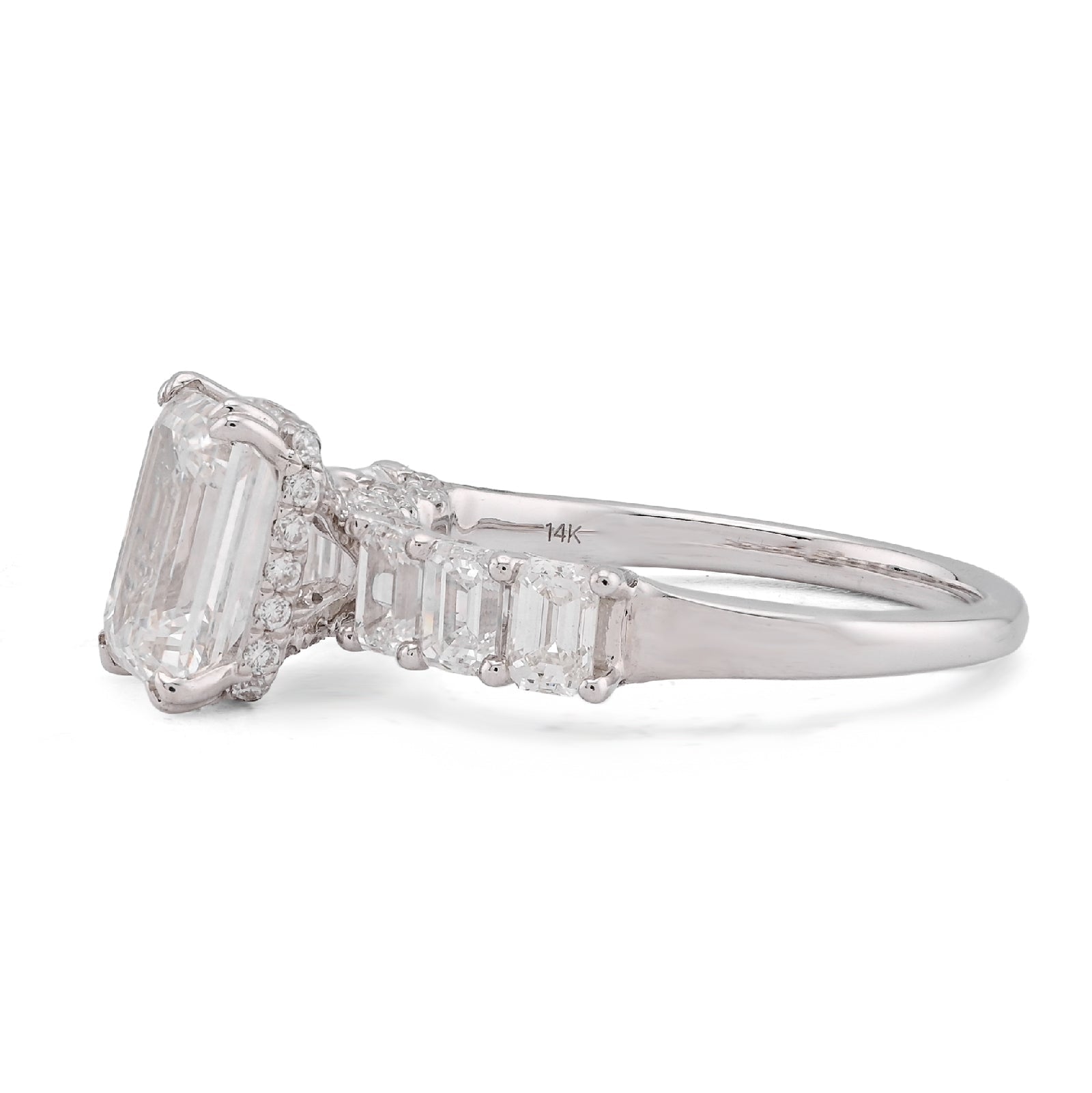 14K White Gold 3.62CT Princess Cut Centre Solitaire Lab Diamond Women Ring - Elite Jewelers-Rings