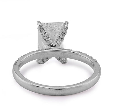 14K White Gold 3CT Centre Emerald Solitaire 4.0TC Side Iced Women Lab Diamond Ring - Elite Jewelers - Rings