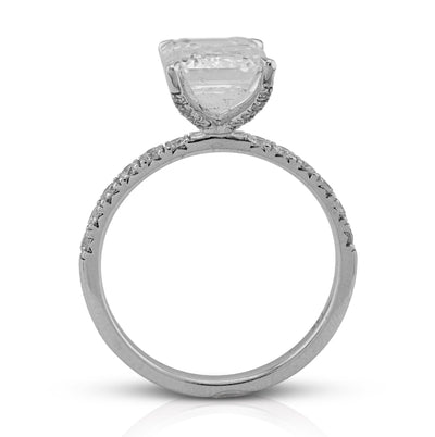 14K White Gold 3CT Centre Emerald Solitaire 4.0TC Side Iced Women Lab Diamond Ring - Elite Jewelers - Rings