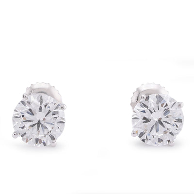14K White Gold 3CT Round Solitaire Lab Diamond Men Women Earring - Elite Jewelers-Earrings