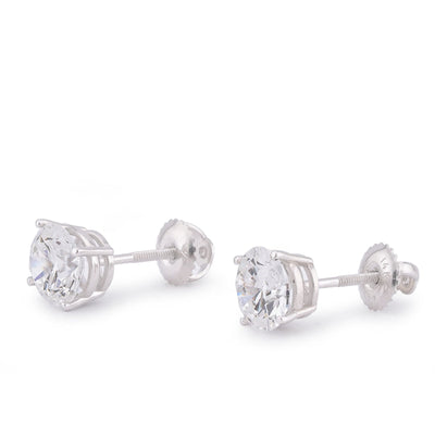 14K White Gold 3CT Round Solitaire Lab Diamond Men Women Earring - Elite Jewelers-Earrings