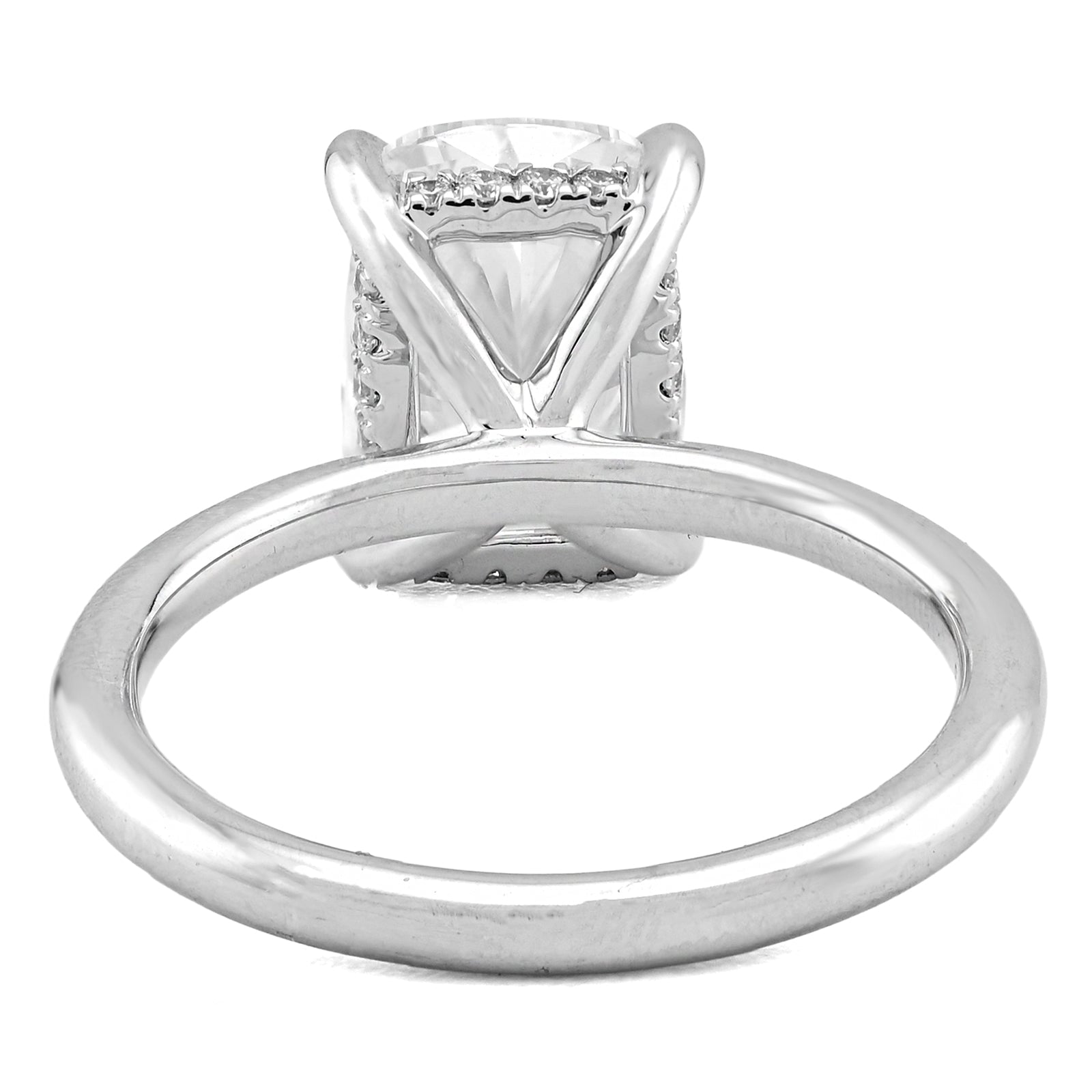14K White Gold 4.03CT Cushion Cut Solitaire Centre 4.17TC Lab Diamond Women Ring - Elite Jewelers - Rings