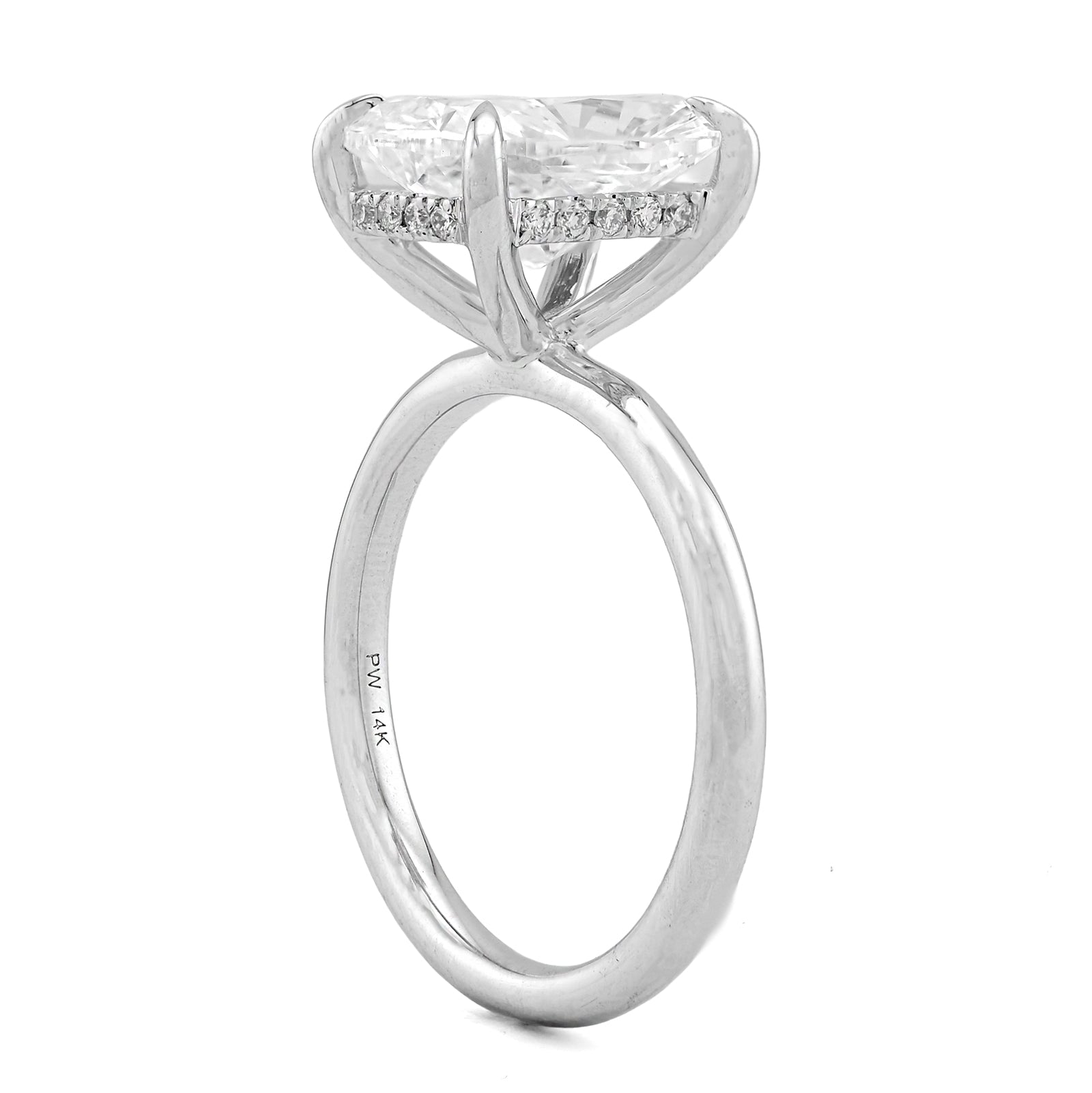14K White Gold 4.03CT Cushion Cut Solitaire Centre 4.17TC Lab Diamond Women Ring - Elite Jewelers - Rings