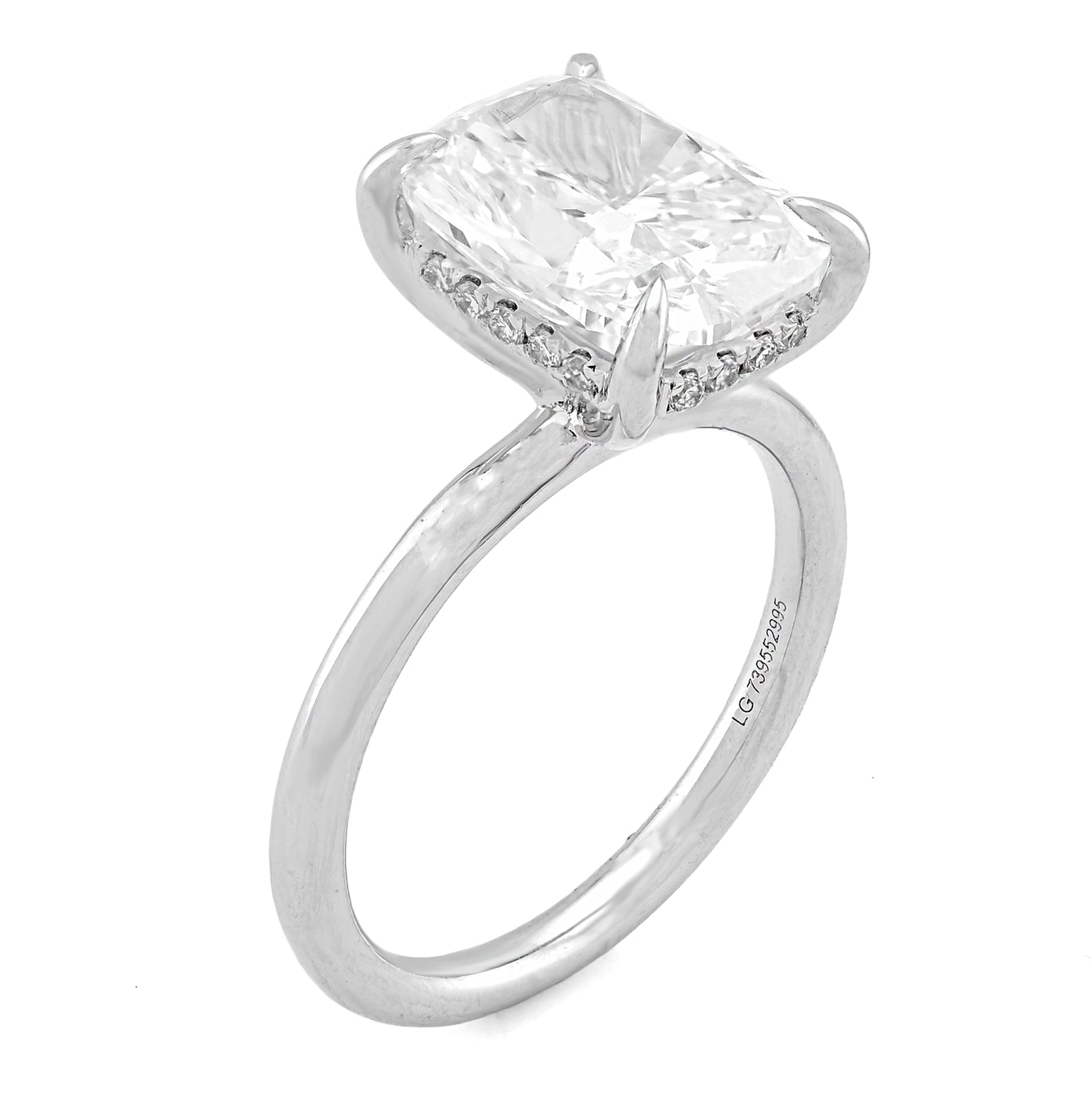 14K White Gold 4.03CT Cushion Cut Solitaire Centre 4.17TC Lab Diamond Women Ring - Elite Jewelers - Rings
