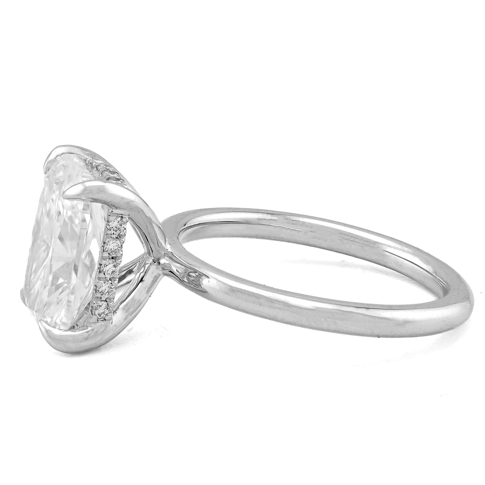 14K White Gold 4.03CT Cushion Cut Solitaire Centre 4.17TC Lab Diamond Women Ring - Elite Jewelers - Rings