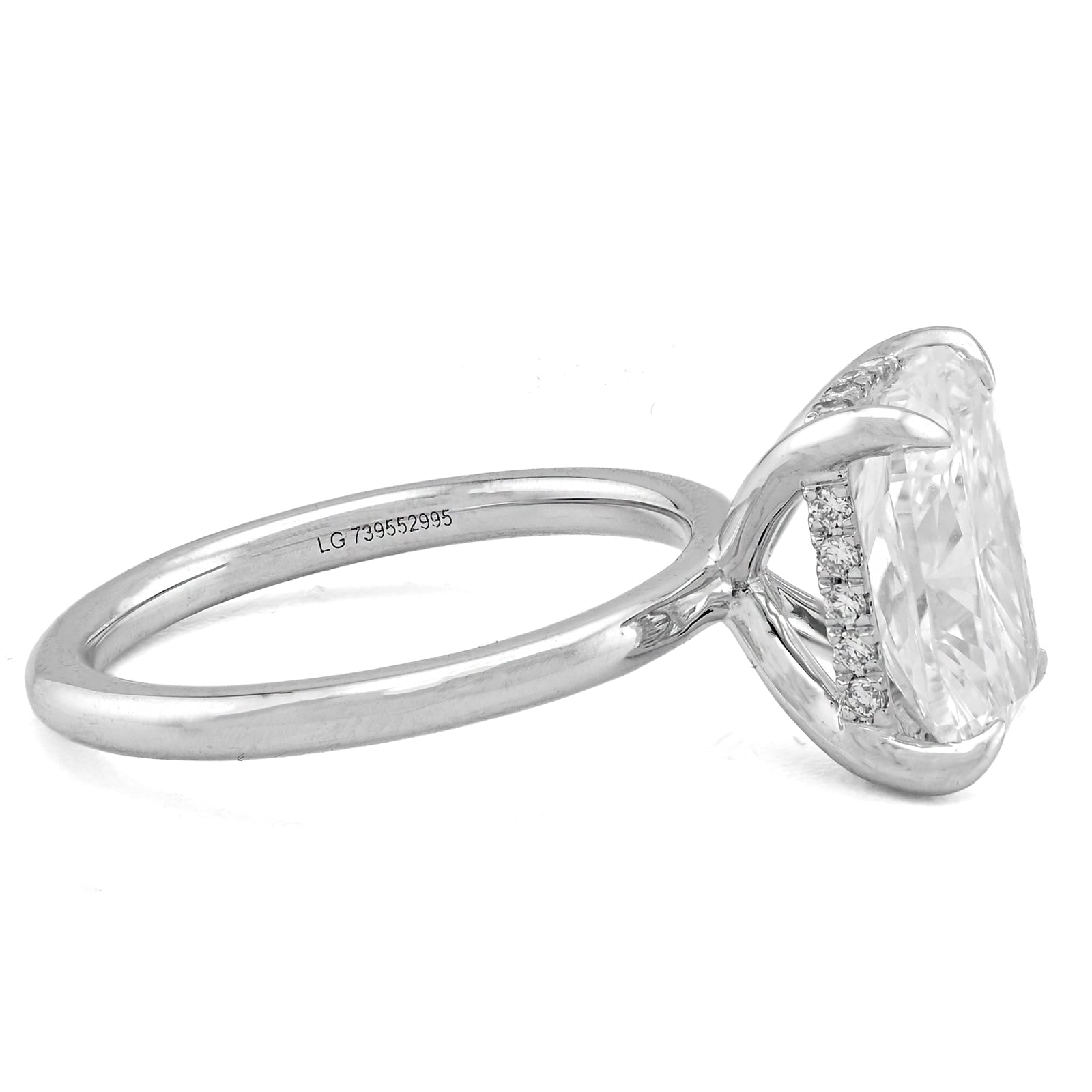 14K White Gold 4.03CT Cushion Cut Solitaire Centre 4.17TC Lab Diamond Women Ring - Elite Jewelers - Rings