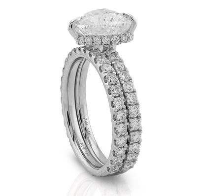 14K White Gold 4.32CT Heart Shape Solitaire Round Lab Diamond Band Women Ring - Elite Jewelers - Rings