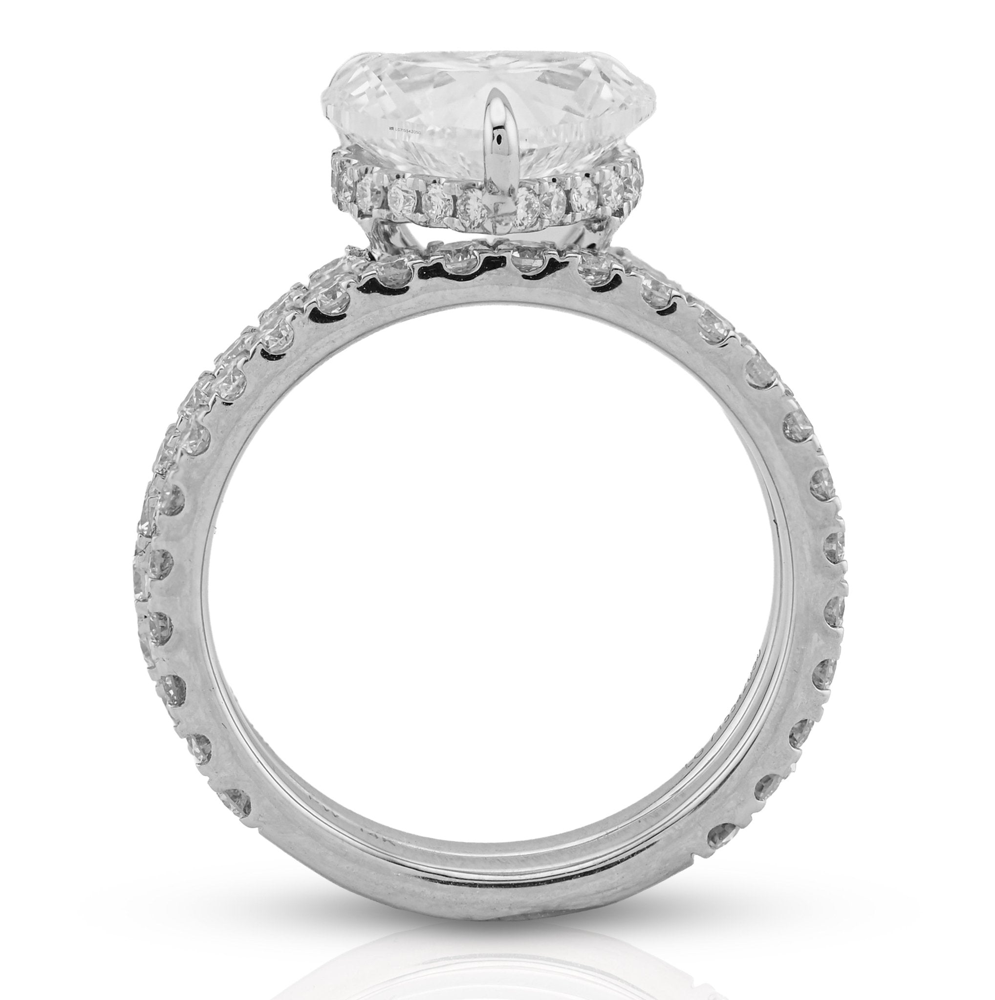 14K White Gold 4.32CT Heart Shape Solitaire Round Lab Diamond Band Women Ring - Elite Jewelers - Rings