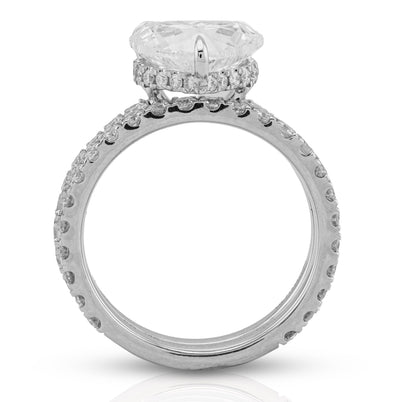 14K White Gold 4.32CT Heart Shape Solitaire Round Lab Diamond Band Women Ring - Elite Jewelers - Rings