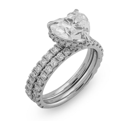 14K White Gold 4.32CT Heart Shape Solitaire Round Lab Diamond Band Women Ring - Elite Jewelers - Rings