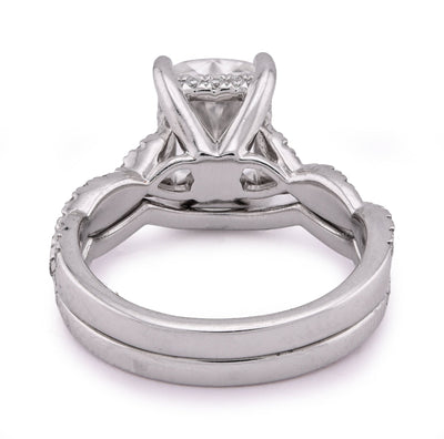 14K White Gold 4.5CT Radiant Centre Twisted Link Side Lab Diamond Women Ring With Band - Elite Jewelers - Rings