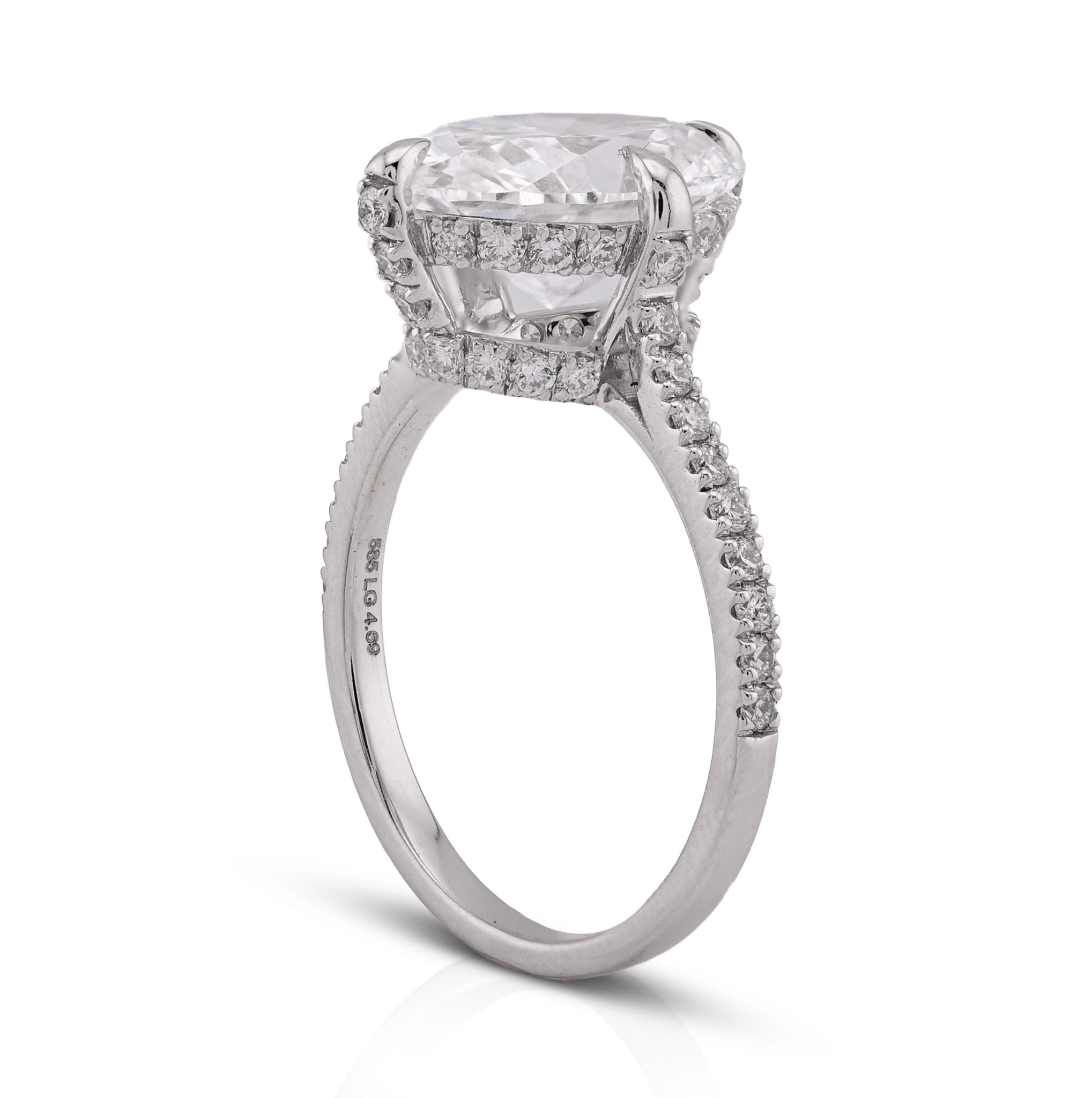 14K White Gold 4.69CT Oval Solitaire Centre Lab Diamond Women Ring - Elite Jewelers - Rings