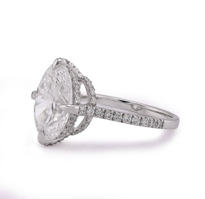 14K White Gold 4.69CT Oval Solitaire Centre Lab Diamond Women Ring - Elite Jewelers - Rings