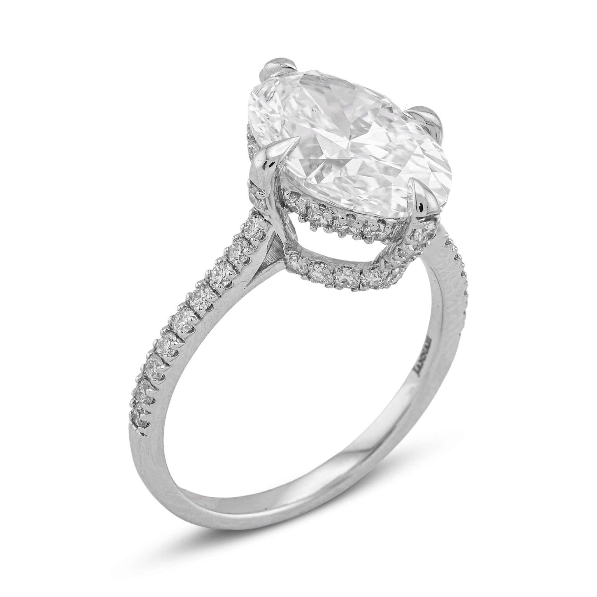 14K White Gold 4.69CT Oval Solitaire Centre Lab Diamond Women Ring - Elite Jewelers - Rings