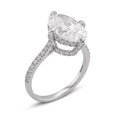 14K White Gold 4.69CT Oval Solitaire Centre Lab Diamond Women Ring - Elite Jewelers - Rings
