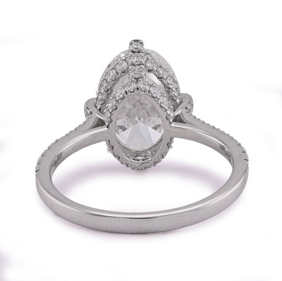 14K White Gold 4.69CT Oval Solitaire Centre Lab Diamond Women Ring - Elite Jewelers - Rings
