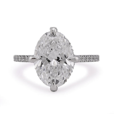 14K White Gold 4.69CT Oval Solitaire Centre Lab Diamond Women Ring - Elite Jewelers - Rings