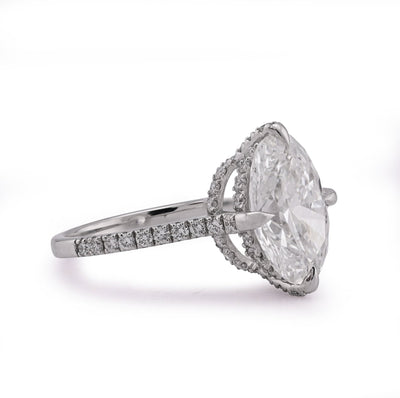 14K White Gold 4.69CT Oval Solitaire Centre Lab Diamond Women Ring - Elite Jewelers - Rings