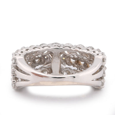 14K White Gold 4.8CT Natural Diamond Round Centre 3 Row Women Ring - Elite Jewelers-Rings