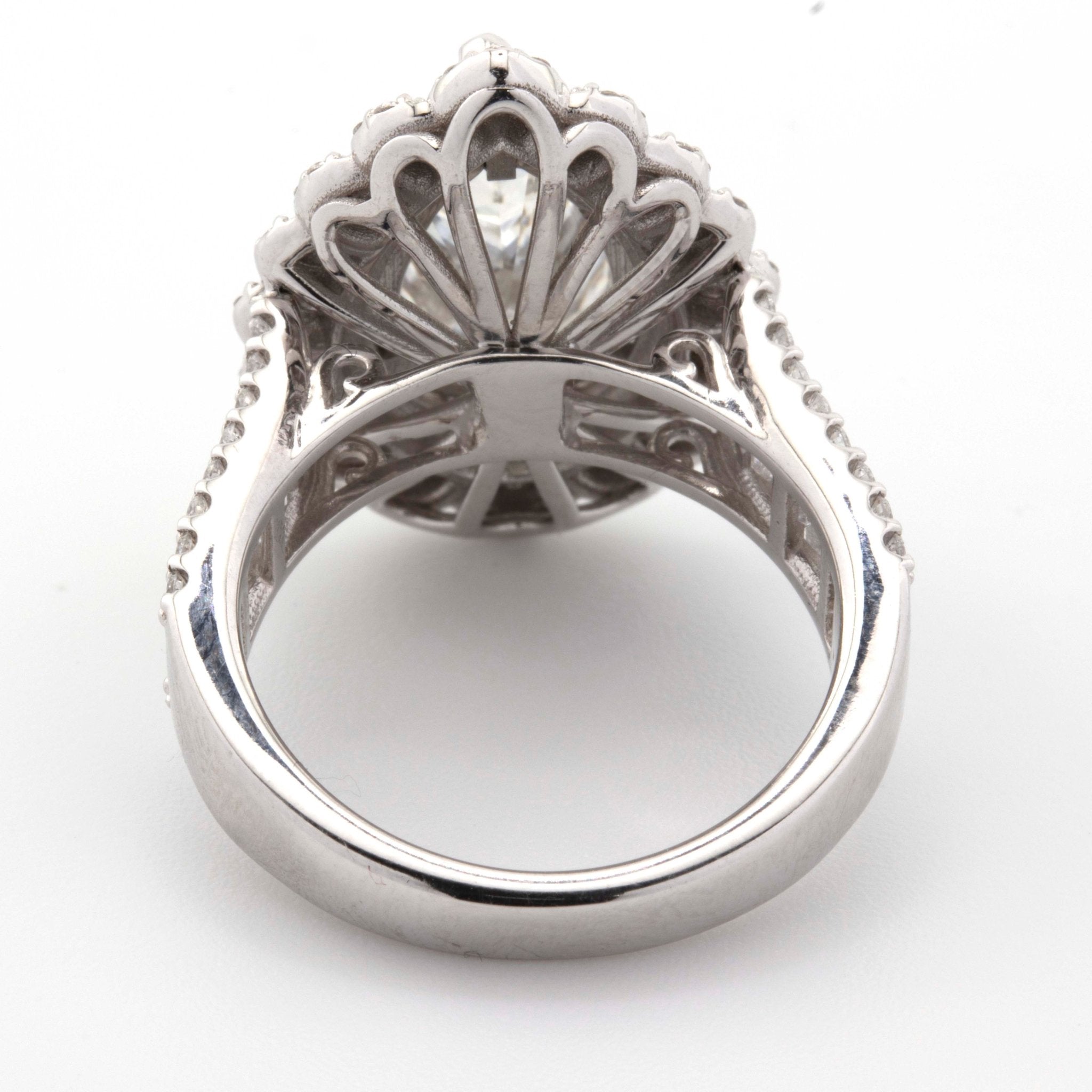 14K White Gold 4CT Pear Solitare with Flower Diamond Halo 5.34CT total Lab Grown Diamond Engagement Diamond Ring - Elite Jewelers - Rings