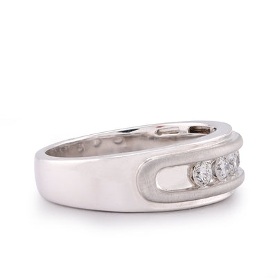 14K White Gold 5 Stone Centre Single Row 0.50CT Lab Diamond Men Band - Elite Jewelers-Rings