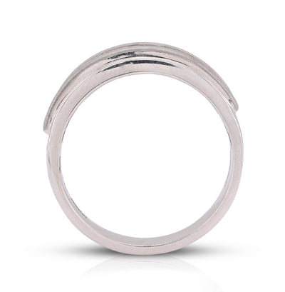 14K White Gold 5 Stone Centre Single Row 0.50CT Lab Diamond Men Band - Elite Jewelers-Rings