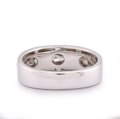 14K White Gold 5 Stone Centre Single Row 0.50CT Lab Diamond Men Band - Elite Jewelers-Rings