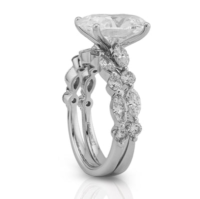 14K White Gold 5.58CT Oval Solitaire Marquise/Round Band Lab Diamond Women Ring 6.8g - Elite Jewelers - Rings