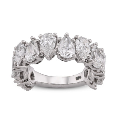 14K White Gold 5.95CT Tear Drop/Pear Shape Link Solitaire Diamonds Lab Women Ring - Elite Jewelers - Rings