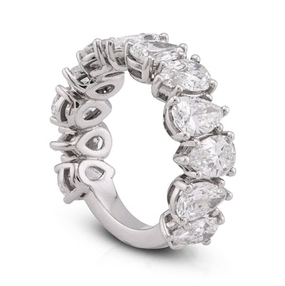 14K White Gold 5.95CT Tear Drop/Pear Shape Link Solitaire Diamonds Lab Women Ring - Elite Jewelers - Rings