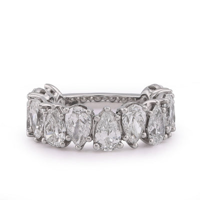 14K White Gold 5.95CT Tear Drop/Pear Shape Link Solitaire Diamonds Lab Women Ring - Elite Jewelers - Rings